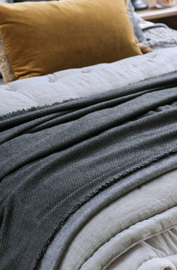 Bianca Lorenne - Oru Woollen Throw and Cushion - Graphite/Light Grey